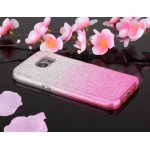 Wholesale Galaxy S7 Edge Shiny Armor Hybrid Case (Silver - Hot Pink)